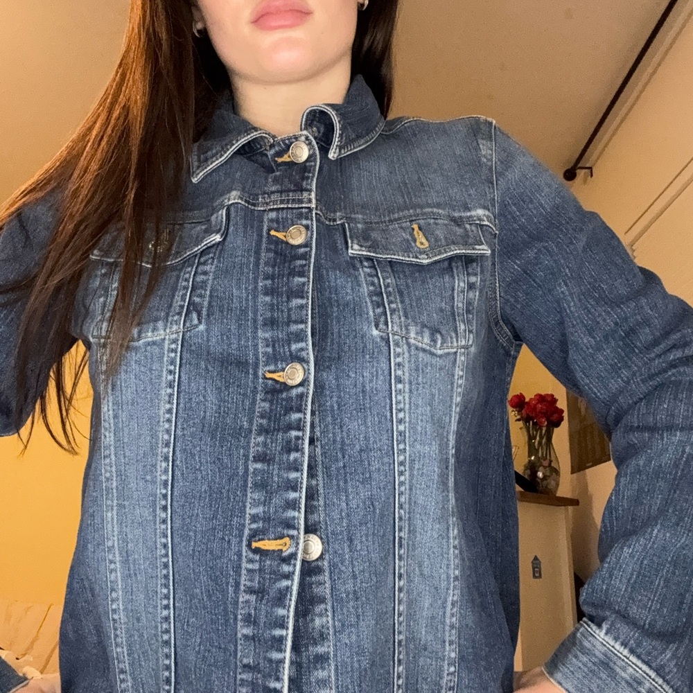 Denim Jacket with Gold Accents